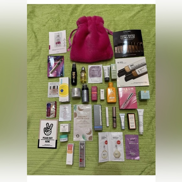 Large Lot Of Beauty Travel Size&Packets (Skincare/Hair/Makeup) Plus Bag